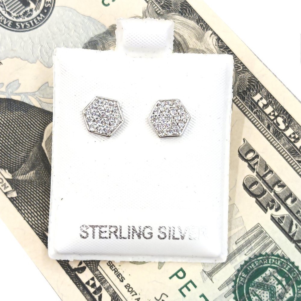Sterling Silver Hexagonal Studs
